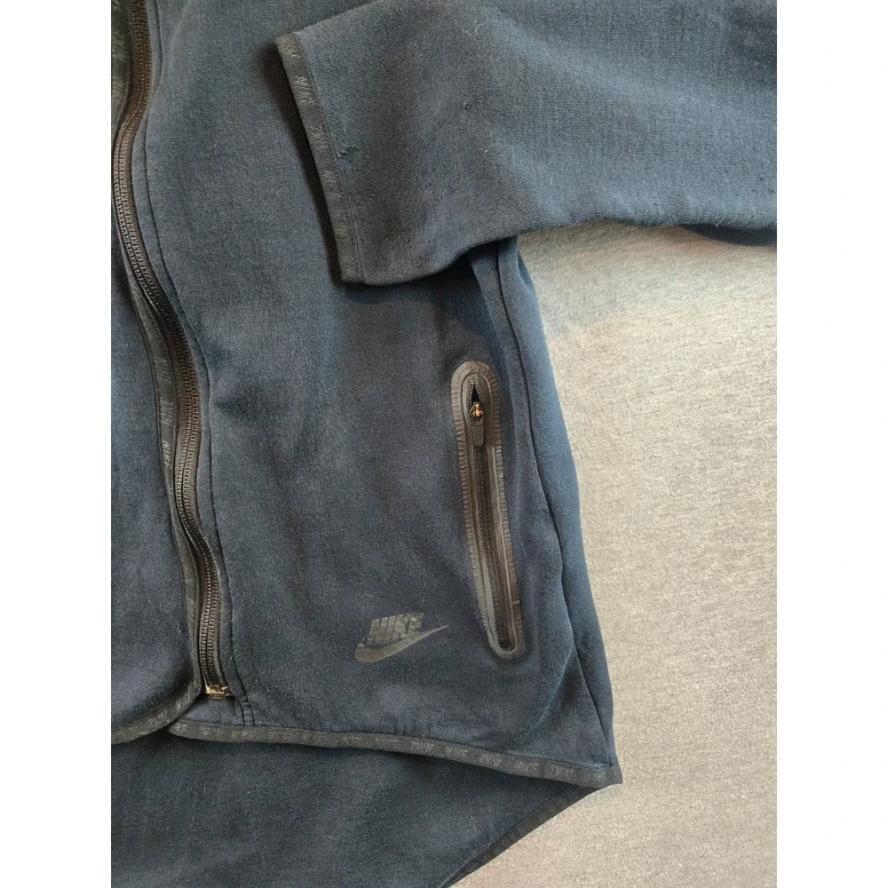 Nike Tech Hoodie Women Small Black Full Zip Asymmetric‎ Jacket Sweatshirt Drill